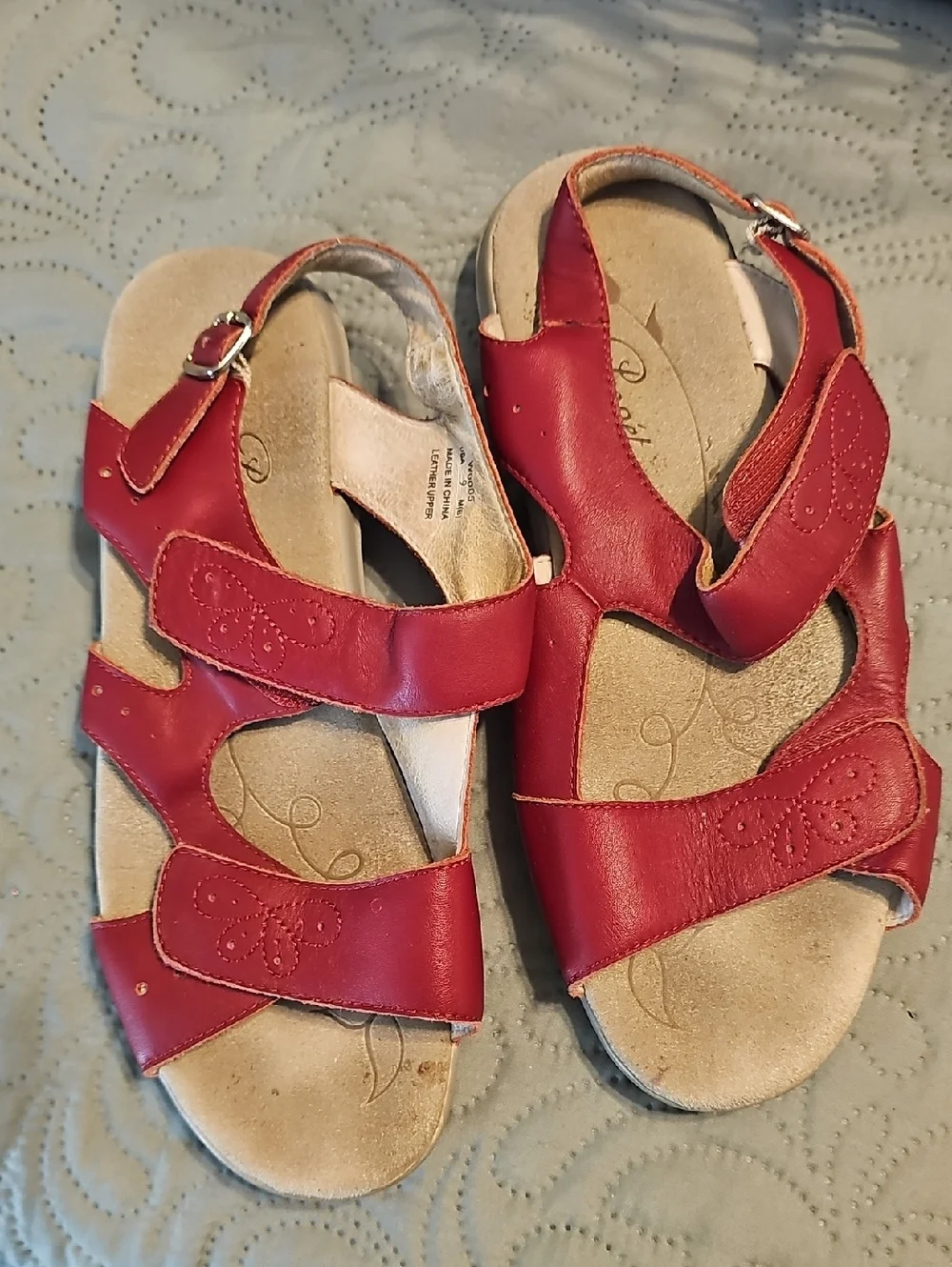 Propet Women's Adjustable Red Leather Comfort Sandals